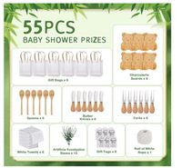 Lot de 55 cadeaux personnalisés pour gagnants de jeux de baby shower, 6 ensembles de planches à fromage en forme d'ours, cuillères, épandeurs de beurre, sacs et torchons de cuisine