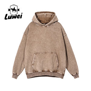 Sudadera con capucha de algodón pesado para hombre, logotipo personalizado, hombro caído de rizo francés, capucha de gran tamaño, estilo de temporada de otoño, forro sólido - Product Image 1