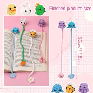 Perlengkapan Pembuat Penanda Buku Rajut Crochet untuk Pemula, <span class=keywords><strong>Set</strong></span> Benang Katun, Penanda Buku Hewan Buatan Tangan, Perlengkapan Kerajinan Rajut DIY untuk Dewasa - Product Image 2