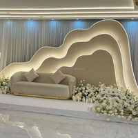 NIKA Mur de fond de scène de mariage lumineux à LED, panneau multicouche 3D en acrylique, arche de fond pour la décoration d'événements