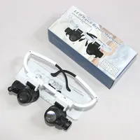 Loupe de lunettes à lumières LED 8x 15x 23x Loupe de tête à double lentille pour réparation de montres électroniques
