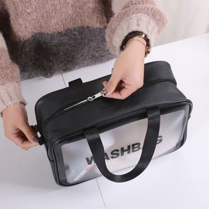 Custom Matte Translucent Toiletry Bag with Handle, Unisex <b>Travel</b> <b>Organizer</b> for Toiletries & Accessories - Product Image 4