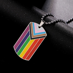 Collar con Colgante de Placa de Acero Inoxidable Esmaltado Personalizado con la Bandera del Orgullo LGBTQ para Hombres y Mujeres, Joyería del Orgullo Arcoíris - Product Image 2