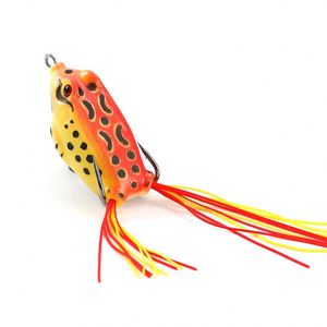 Set de 5 señuelos de pesca de rana artificial de superficie con cola larga para pesca en el fondo del lago, ideales para lubina. - Product Image 3