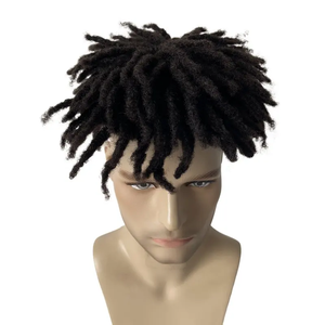 Prótesis capilar India para <span class=keywords><strong>hombre</strong></span> 7x9 8x10 <span class=keywords><strong>corto</strong></span> afro dreadlock mono base tupé con polietileno transparente - Product Image 2
