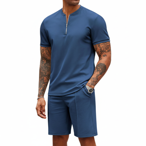 Logotipo personalizado de verano para hombre de entrenamiento de fútbol Jogger pantalones cortos conjunto para los hombres de 2 piezas traje de camiseta y pantalones cortos conjunto - Product Image 1