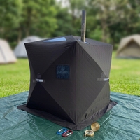 Tente de camping et sauna Warmfire étanche toutes saisons, type étendu, une chambre, en tissu Oxford triple, pour 6-8 personnes, idéale pour la pêche sur glace et l'hiver (plus de 3000 mm)