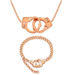 Handcuff Necklace Set Stainless Steel <b>Couple</b> <b>Bracelet</b> Gift For Women - Product Image 1