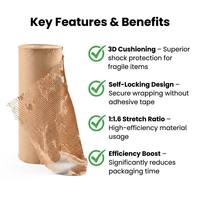 Rouleau de papier kraft alvéolé 80 g/m² biodégradable pour emballage de protection, matériau d'emballage cadeau, utilisation artisanale, carton personnalisable