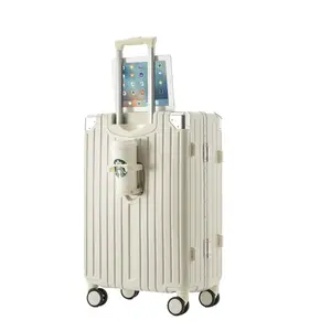 Most Popular Spinner Padlock 35 Cm Cosmetic Bag Blue Aluminium Suitcase Muti Functional Luggage