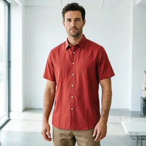 New in <strong>Shirt</strong> Solid Color Summer <strong>Linen</strong> Short Sleeve <strong>Shirts</strong> for <strong>Men</strong> Cotton Thin Elegant Clothes - Product Image 3
