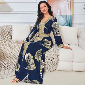 Verano nueva ropa de mujer musulmana moda flor bronceadora Oriente Medio adoración bata vestido femenino - Product Image 2