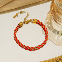 Bracelet en acier inoxydable tressé fait main, motif torsadé, bicolore, coloré, pour femme, bijou de charme