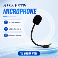 Mikrofon pengganti boom fleksibel berkualitas tinggi 3.5mm 4 kutub berlapis emas untuk headset gaming Kingston Cloud RevolverS.