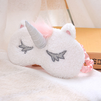 Dessin animé mignon U Nicorn motif masque pour les yeux sieste lumière ombrage confortable respirant sommeil en peluche masque
