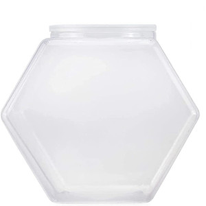 Hexagon Shaped Countertop Display Container Canister Cookie and Snack Storage Large Gallon Plastic Container Candy Jars with Lid