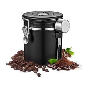Recipiente de 2L con Marcador de Fecha y Válvula de Liberación de CO2, Cuchara de Acero Inoxidable, Contenedor para Café Molido y Granos, Juego de Recipientes para Té, Azúcar y Café - Product Image 1