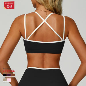 Soutien-gorge de sport Lululemon pour femme, col en V, séchage rapide, course à pied, fitness, marron avec bordure blanche, maintien élevé, vêtements de sport, 78 % nylon, 22 % élasthanne - Product Image 5
