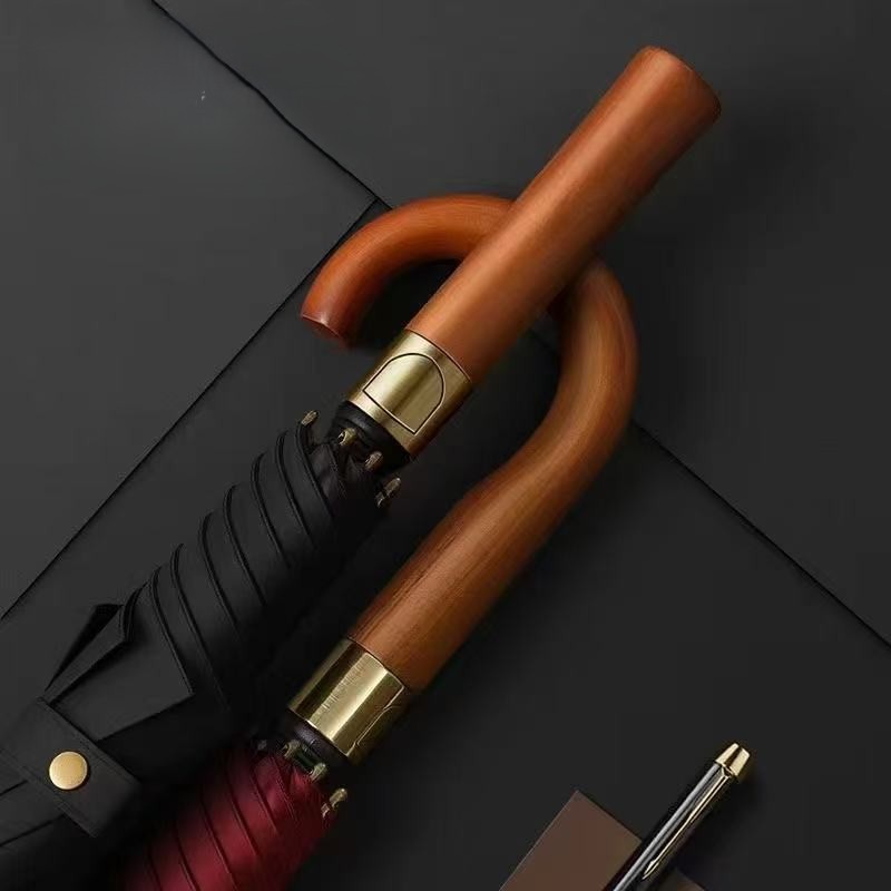Custom Logo Wooden Handle Golf Umbrella