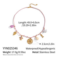 Collier en acier inoxydable TD, style bohème, breloques océaniques, plaqué or 18 carats PVD, étanche, tortue, étoile de mer, coquillage, soleil, lune, bijoux d'été pour la plage