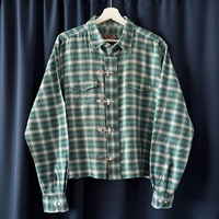 Chemises à carreaux à manches longues pour hommes, personnalisées par le fabricant, style streetwear, avec boutons à fermoir homard et effet délavé à l'acide, thème pompier