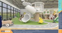 Équipement de jeu intérieur personnalisé pour enfants, aire de jeux commerciale avec escalier piano, pont dinosaure et enclos en filet de sécurité