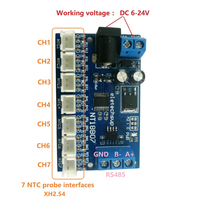 NT18B07 7CH DC 12V RS485 Capteur de température NTC Modbus RTU Module de surveillance et d'acquisition à distance B3950 10K 1% B565
