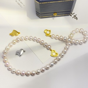 Hebilla de Plata S925 Hecha a Mano con Forma de Corazón, Accesorio de Perlas DIY de Moda para Suéteres, Collar de Cadena - Product Image 2
