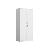 Armoire métallique à 2 portes avec serrure à clé, casier de rangement en métal à un seul niveau pour bureau et dortoir
