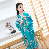 Vente en gros de robes kimono yukata traditionnelles japonaises pour filles, robe de bain en satin fantaisie, robe kimono à imprimé floral
