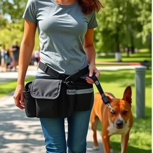 Sac banane pour promenades avec chien, laisse mains libres pour chiens de taille moyenne à grande, équipement extérieur élastique et imperméable pour animaux de compagnie - Product Image 1