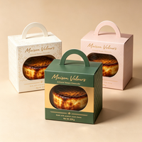 Caja de cartón plegable gruesa para alimentos con asa y ventana, caja de embalaje para tarta de queso, para panadería, regalo navideño, exportación, embalaje personalizado