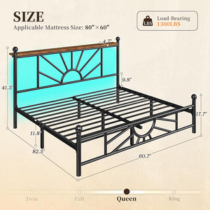 Estructura de Cama de Metal con Tubo Cuadrado, Económica, Clásica, Resistente, Completa, Tamaño Queen, Twin, King, para <span class=keywords><strong>Hotel</strong></span> y Hogar - Product Image 6