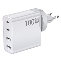 Chargeur USB C Justlink PD 100W GaN QC3.0 4 ports 2C 2A avec prises interchangeables US/EU/UK, adaptateur de charge rapide PD pour ordinateur portable