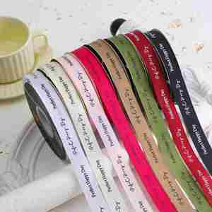 Custom Logo 2cm Script Print Grosgrain Ribbon for Gift Box Wrapping & Birthday Decor 40 Yards Per Roll - Product Image 1
