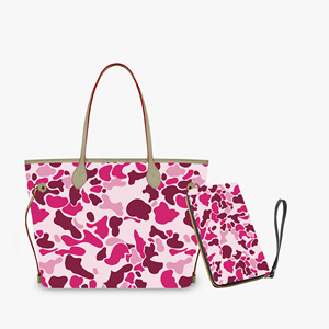 Lady Trendy Customized <strong>pink</strong> Camo Pu Leather Tote Bags Cloud Camo <strong>Purse</strong> and Wallet Handbag Zipper Shoulder Bag Tote Bag for Women - Product Image 1