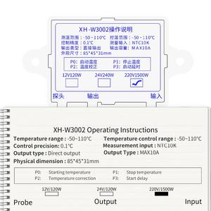 Controlador de temperatura LED Digital DC24V DC12V <span class=keywords><strong>W3002</strong></span>, regulador de termostato 10A controlado, <span class=keywords><strong>XH</strong></span>-<span class=keywords><strong>W3002</strong></span> para incubadora de huevos - Product Image 2