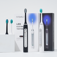 Brosse à dents électrique avec blanchiment par lumière bleue, 6 lampes LED bleues, 4 modes de brossage personnalisés, étanche IPX7, chargement USB sans fil