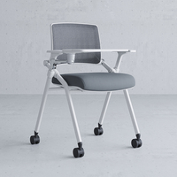 Chaise d'entraînement de couleur blanche bureau mobile réunion maille chaise d'entraînement roue roulant formation chaise d'école avec écriture large