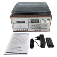 Système de tourne-disque rétro en bois personnalisable en usine, 7 en 1, 3 vitesses, vinyle, CD, cassette, enregistreur, radio FM, USB, SD, haut-parleur