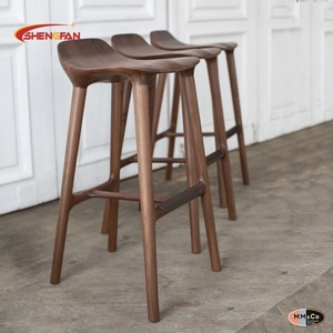 Tabouret de bar sans accoudoirs en bois de frêne <span class=keywords><strong>scandinave</strong></span>, repose-pieds, hôtel, café, restaurant, mobilier de loisirs, chaises de bar rembourrées - Product Image 1