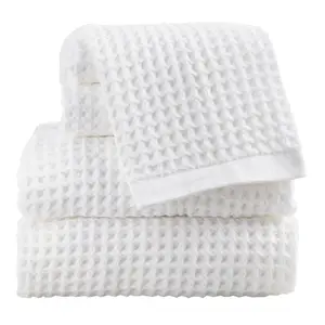 Serviette gaufrée 100% coton hôtel serviettes <span class=keywords><strong>de</strong></span> <span class=keywords><strong>spa</strong></span> léger blanc coton gaufré ensemble <span class=keywords><strong>de</strong></span> serviettes <span class=keywords><strong>de</strong></span> bain - Product Image 1