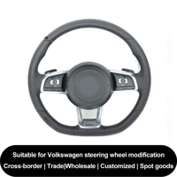 Volant sport en polyuréthane pour Volkswagen Golf MK7 Polo CC Passat Jetta GTI, style fond plat, volant de course amélioré