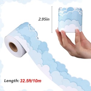สติกเกอร์ตกแต่งขอบกระดานดำแบบเป็นมิตรกับสิ่งแวดล้อม DIY ลายคลื่นสีฟ้า สติกเกอร์แบบมีกาวในตัวสำหรับสมุดภาพ - Product Image 3