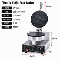 Machine à cônes à glace électrique professionnelle 1200W en acier inoxydable, appareil de cuisson de cônes de comptoir