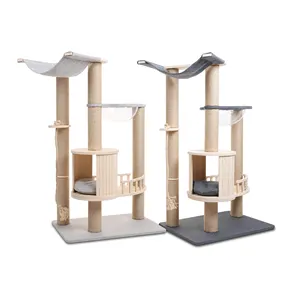Wooden Cat Condo Furniture Customized Design Cat Trees Climbing Tower For Sale Cat Condo Tower