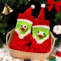 4 paires de chaussettes de Noël amusantes, chaussettes magnétiques qui se tiennent les mains, pour femmes, couples, cadeaux de Noël, cadeaux du Père Noël secret