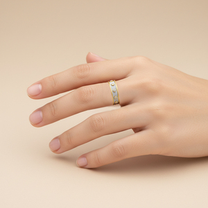 แหวนดีไซน์วินเทจคุณภาพสูงสำหรับขายส่ง ทองคำแท้ 18K สีขาวและสีเหลือง ประดับเพชรแท้ธรรมชาติ แบบกึ่งสำเร็จรูป - Product Image 5