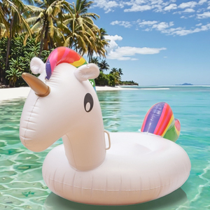 Bouée gonflable licorne 190 cm en PVC pour adultes et enfants, flotteur à chevaucher, pour la plage, le lac, la maison et l'extérieur, capacité 100 kg - Product Image 1