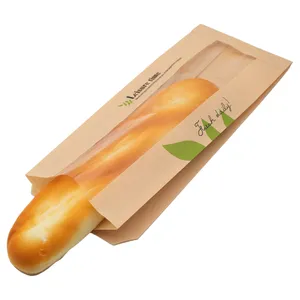 Tas penyimpanan kertas roti Biodegradable tas kemasan kue roti baguette sekali pakai untuk makanan roti memanggang